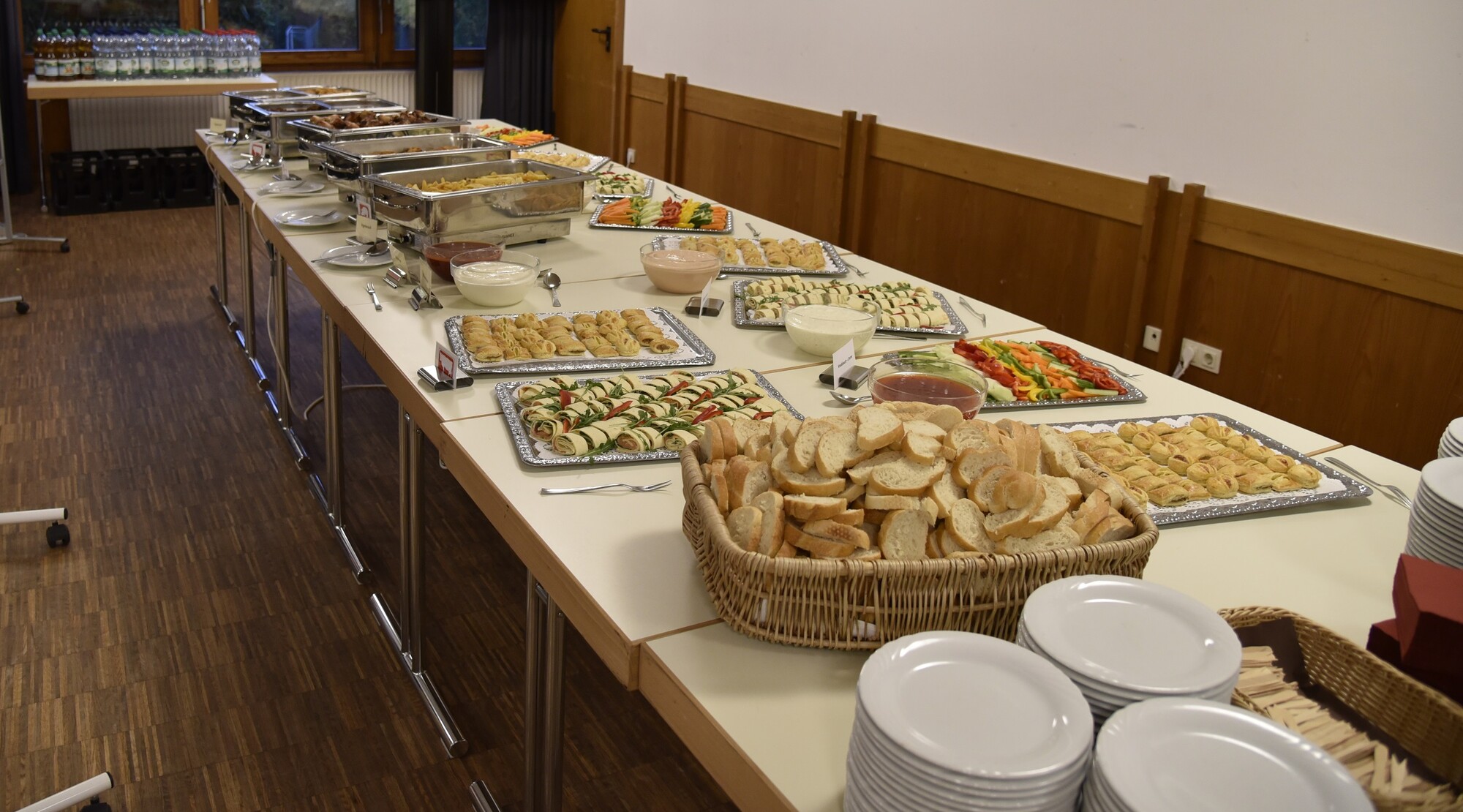 Das Büffett während des Freiwilligentreffens