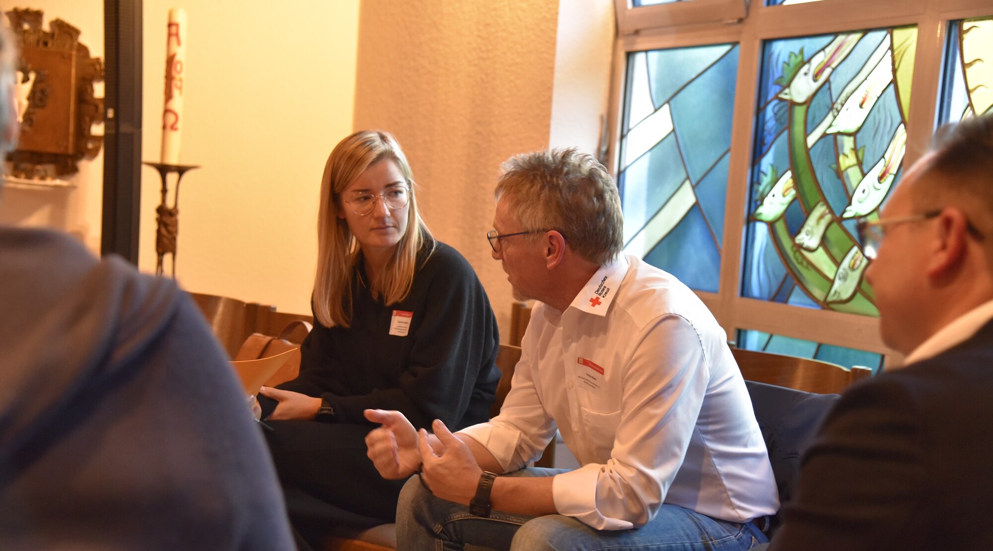 Teilnehmende des Freiwilligentreffens bei den Austauschrunden