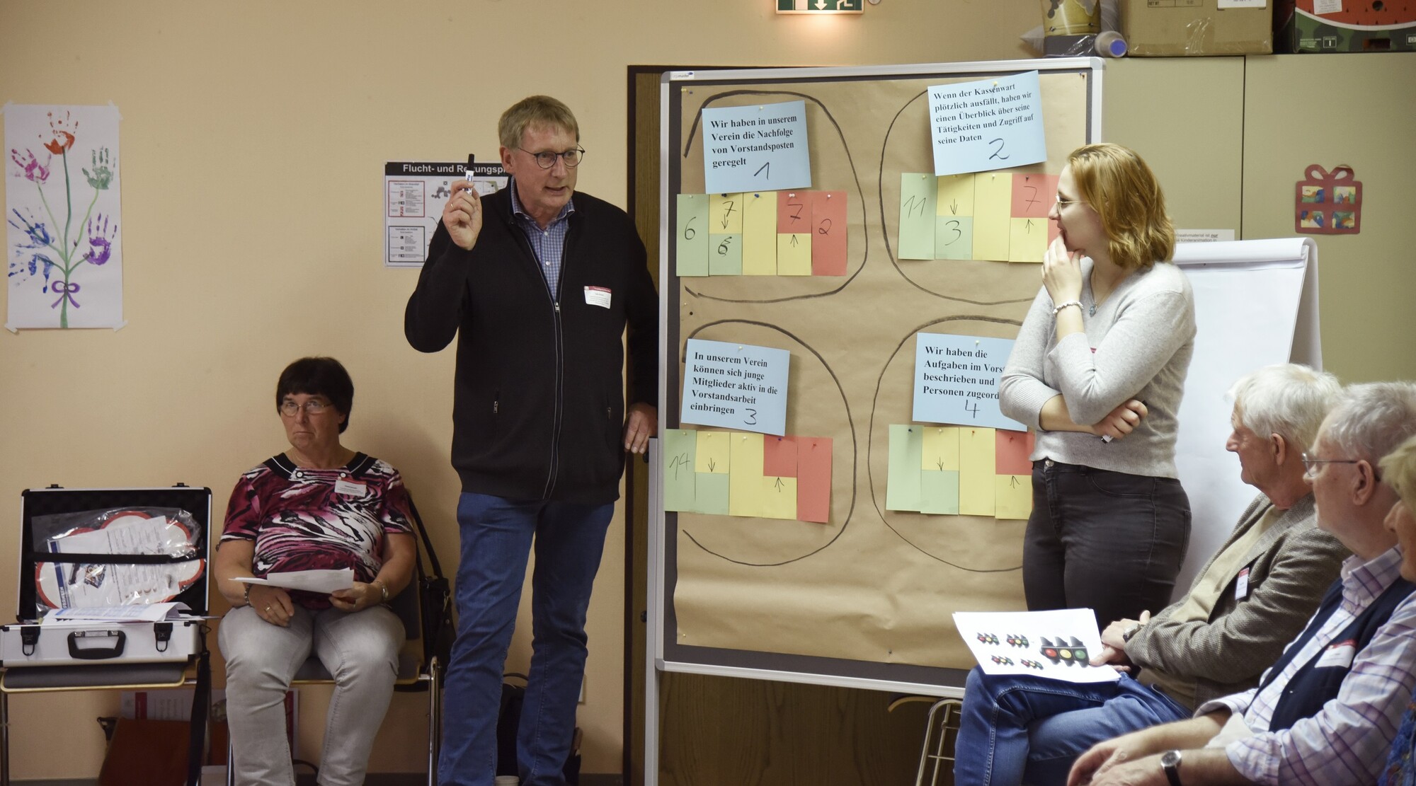 Teilnehmende des Freiwilligentreffens bei den Austauschrunden