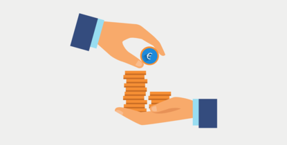 Euro-Münzen werden von einer Hand in die andere gereicht