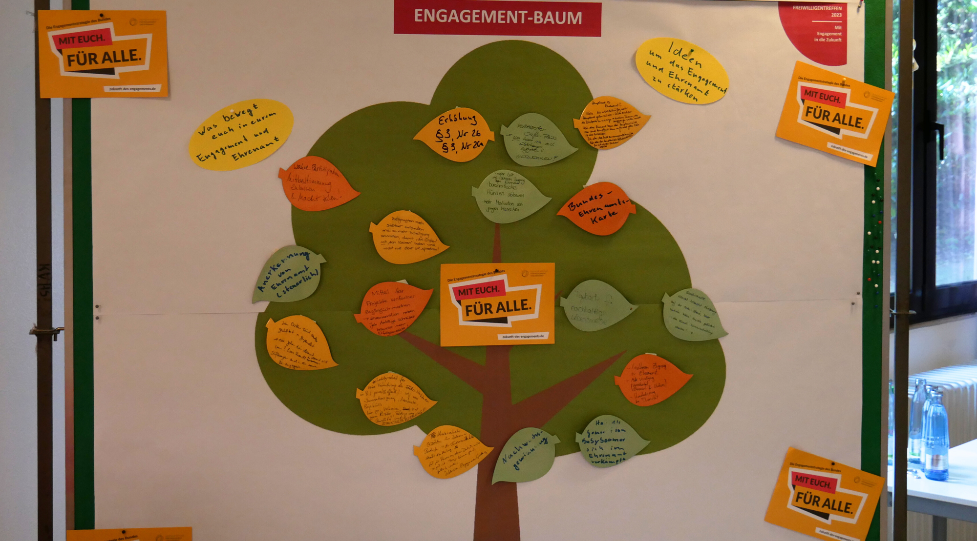 Der ausgefüllte Engagementbaum der DSEE beim Freiwilligentreffen 2023