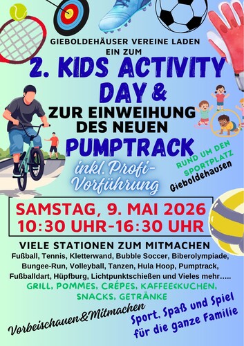 Das Bild zeigt ein Plakat mit der Aufschrift "2. Kids Activity Day" aller Gieboldehäuser Vereine..