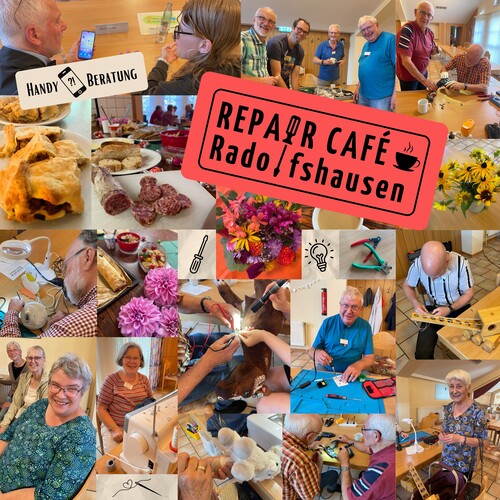 Das Bild zeigt eine Collage mit Fotos des Repair-Café in Radolfshausen