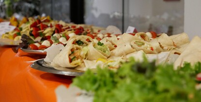 Das Büfett während des Freiwilligentreffens