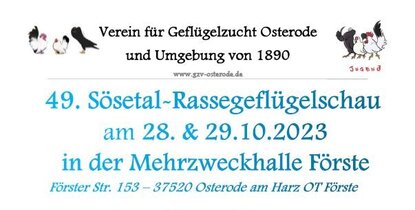 Austellungsplakat 49. Sösetal-Rassegeflügelschau 2023